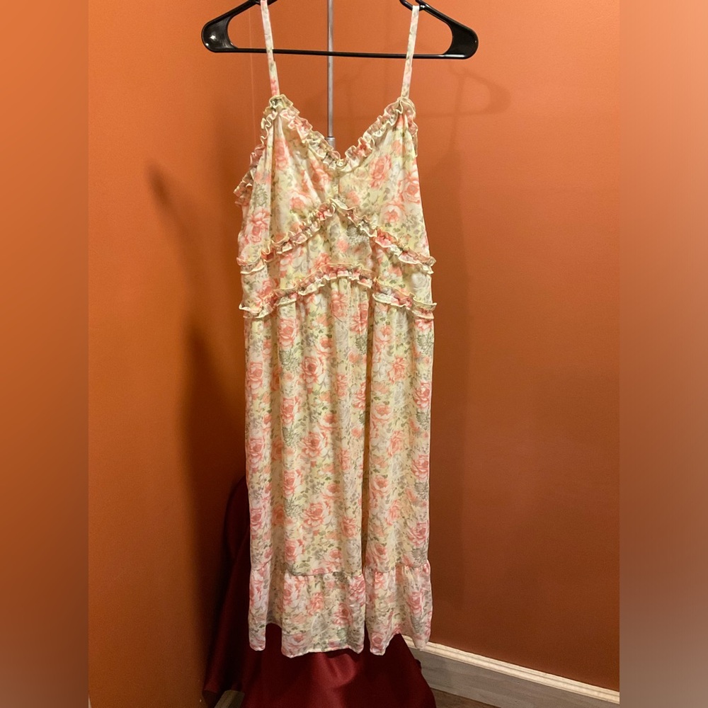 Chic Floral Print Dress XXL
